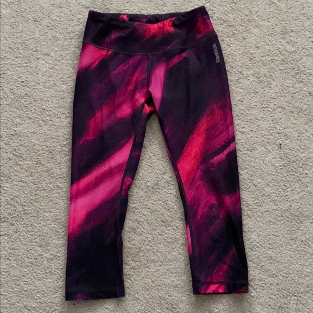 Reebok pink tie dye crop leggings